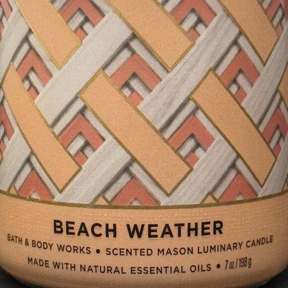 BBW Beach Weather Bath & Body Works Mason Jar Single Wick Candle - Picture 3 of 10